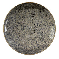 Qwin Decorative Wall Platter, 24 Inch Mirror Mosaic Pattern in Gray -BM331485
