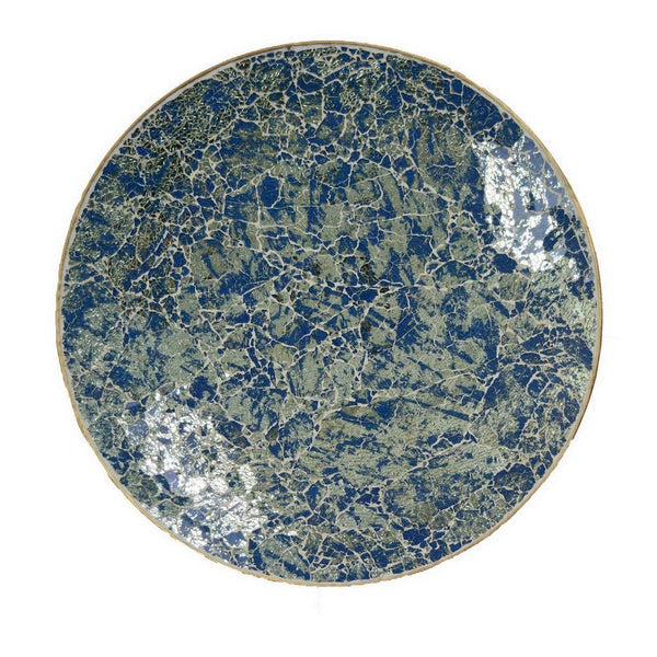 Qwin Decorative Wall Platter, 24 Inch Blue Broken Glass Mosaic Pattern -BM331486