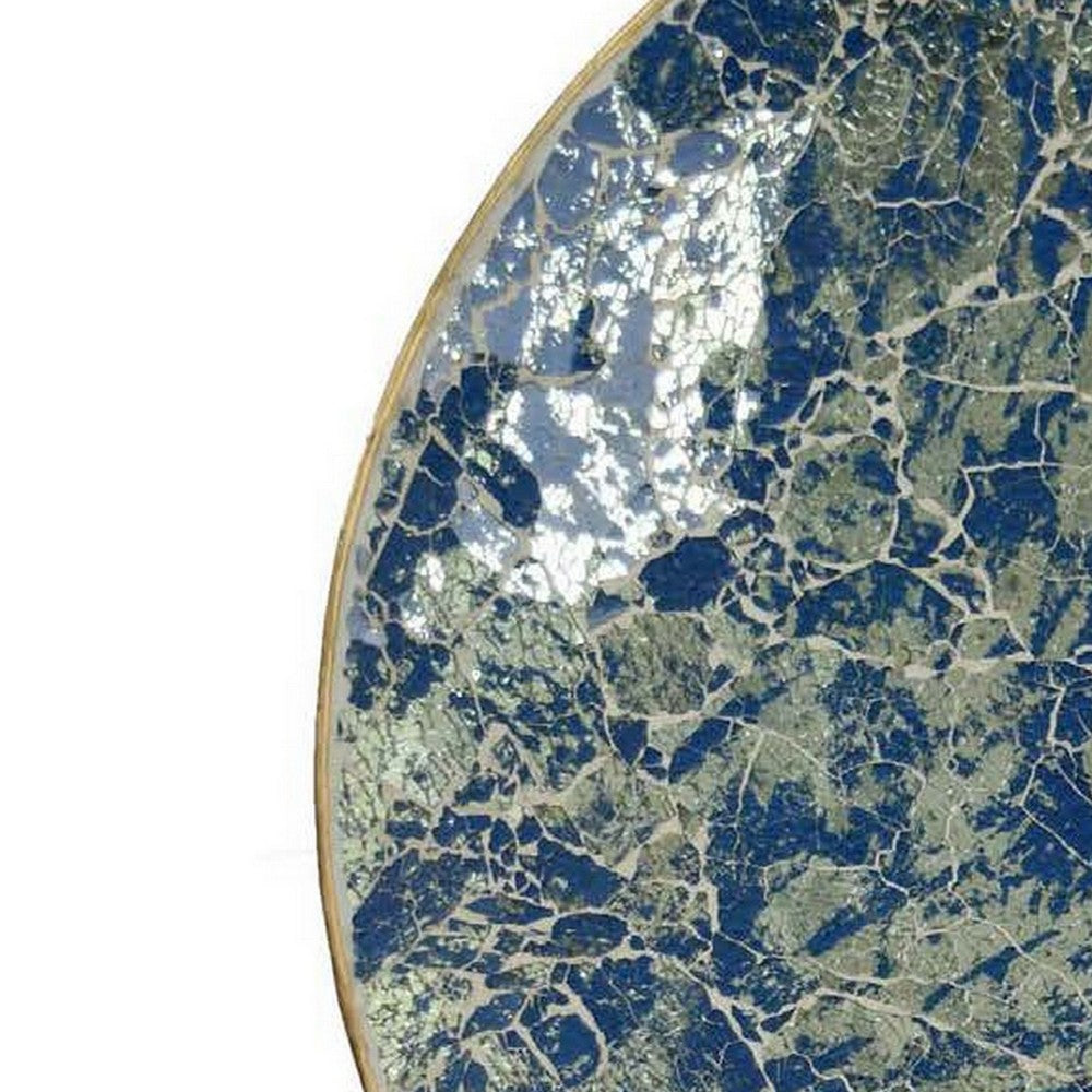 Benzara Qwin Decorative Wall Platter, 24 Inch Blue Broken