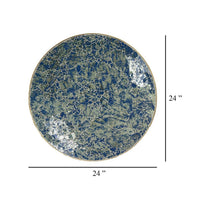 Qwin Decorative Wall Platter, 24 Inch Blue Broken Glass Mosaic Pattern -BM331486