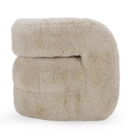 Ciel Accent Chair with Barrel Style Plush Foam Cushion Beige Faux Fur BM331634