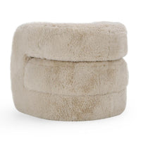 Ciel Accent Chair with Barrel Style Plush Foam Cushion Beige Faux Fur BM331634