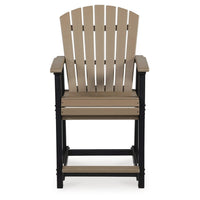 Ashi Outdoor Bar Height Chair Set of 2, Black, Brown Slatted Backrest -BM331688