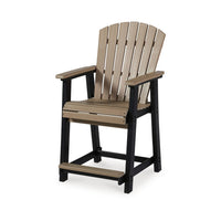 Ashi Outdoor Bar Height Chair Set of 2, Black, Brown Slatted Backrest -BM331688
