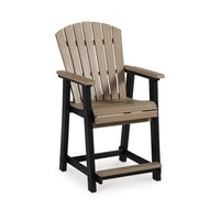 Ashi Outdoor Bar Height Chair Set of 2, Black, Brown Slatted Backrest -BM331688