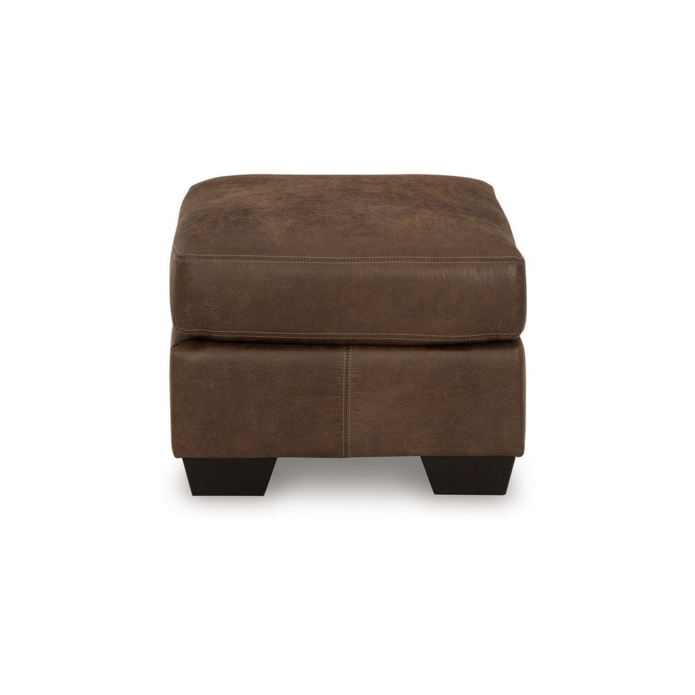 Limu Ottoman, 23x30 Inch, Corner Block, Classic Brown Faux Leather -BM331692