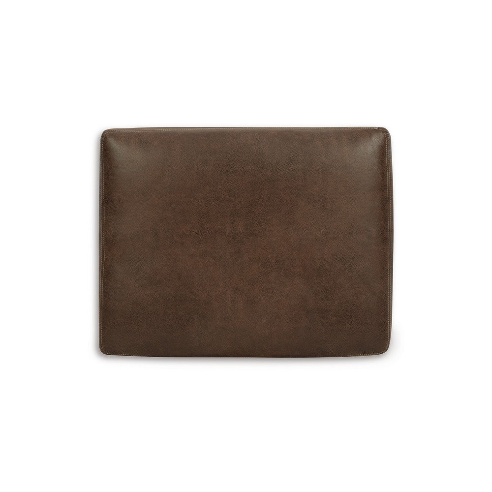 Limu Ottoman, 23x30 Inch, Corner Block, Classic Brown Faux Leather -BM331692