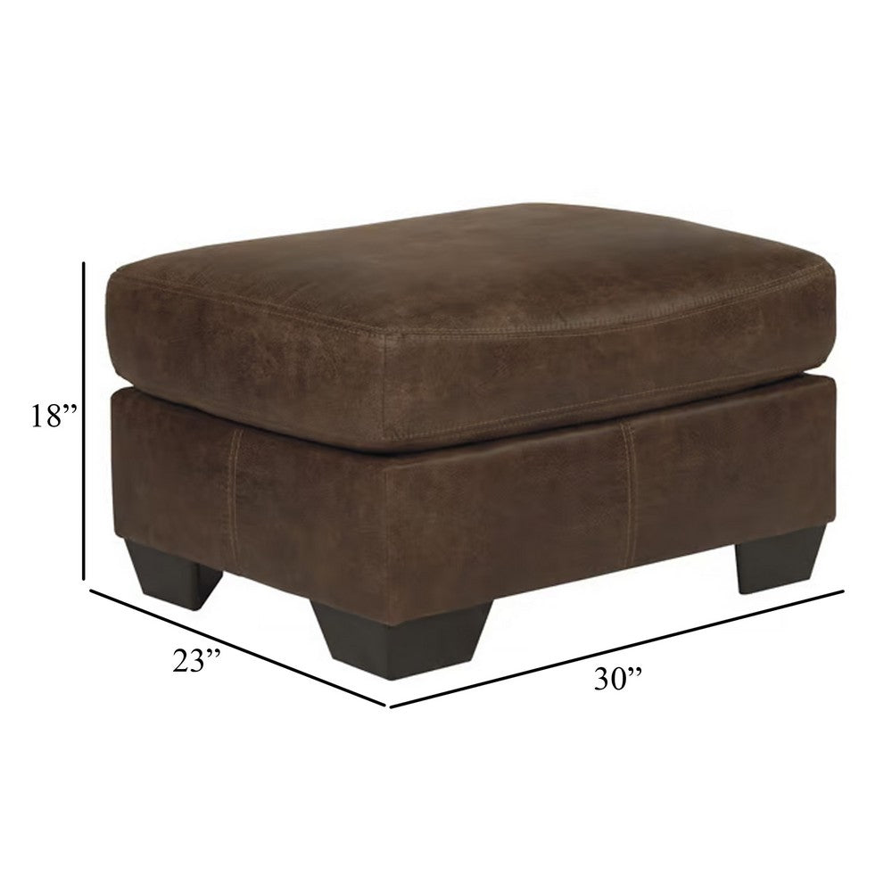 Limu Ottoman, 23x30 Inch, Corner Block, Classic Brown Faux Leather -BM331692