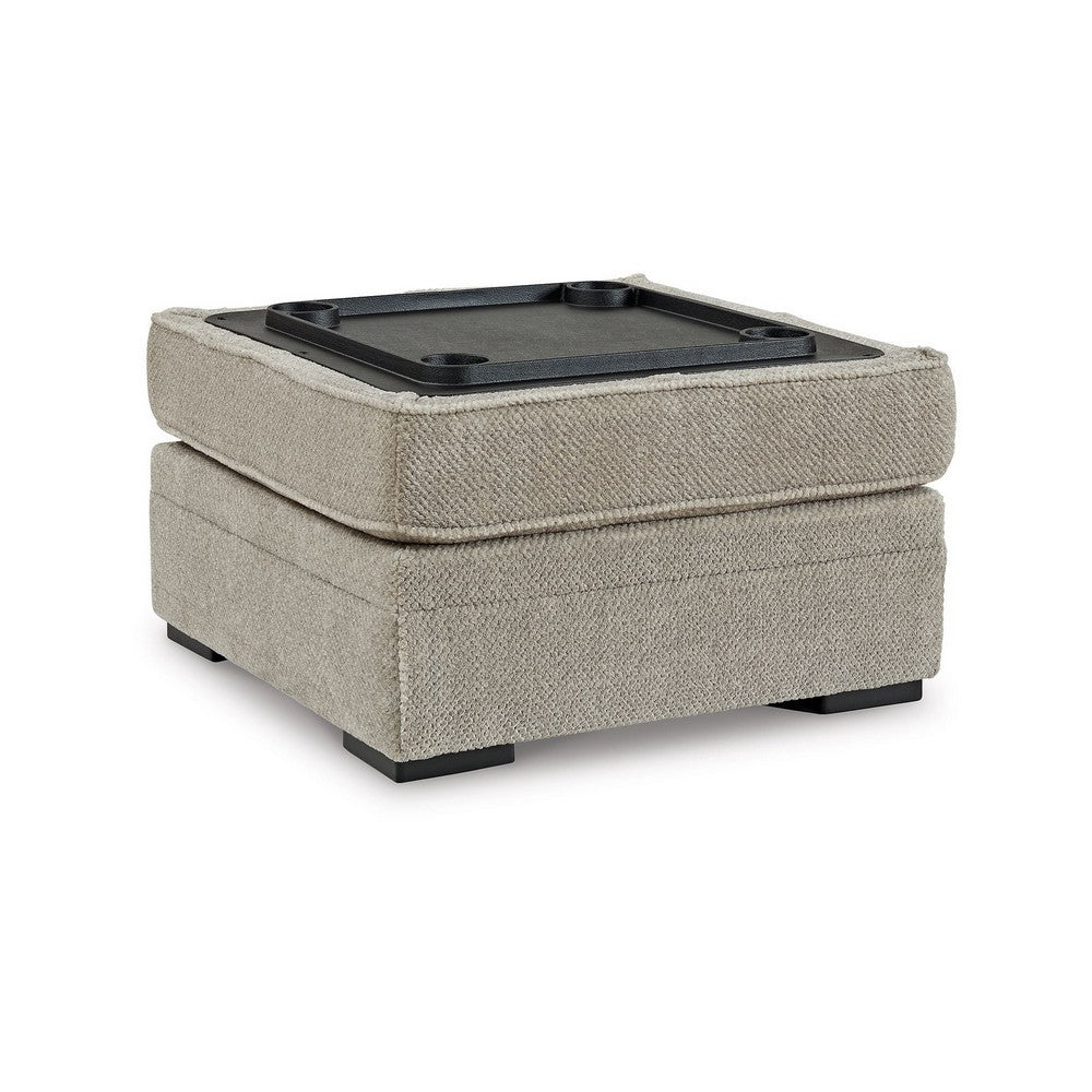 Alno Accent Ottoman, Square 38 Inch Beige Polyester, Hidden Storage -BM331716