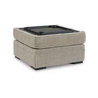 Alno Accent Ottoman, Square 38 Inch Beige Polyester, Hidden Storage -BM331716