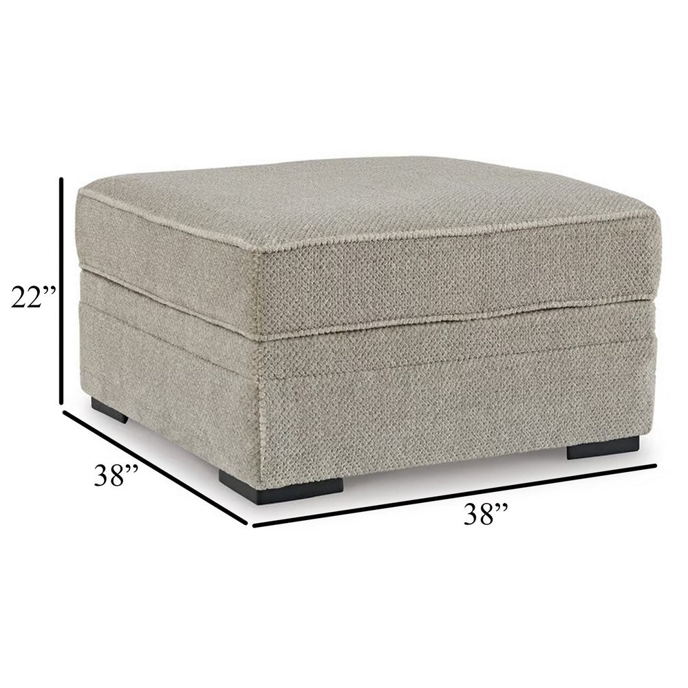 Alno Accent Ottoman, Square 38 Inch Beige Polyester, Hidden Storage -BM331716