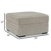 Alno Accent Ottoman, Square 38 Inch Beige Polyester, Hidden Storage -BM331716