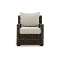Soha Outdoor Lounge Chair, Brown Resin Wicker, Beige Nuvella Cushions -BM331734