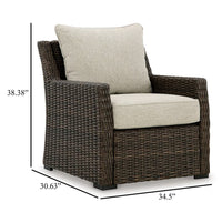 Soha Outdoor Lounge Chair, Brown Resin Wicker, Beige Nuvella Cushions -BM331734