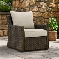 Soha Outdoor Lounge Chair, Brown Resin Wicker, Beige Nuvella Cushions -BM331734