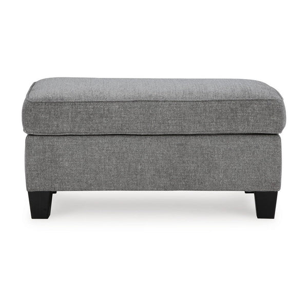 Onia Ottoman, Modern Style Smoke Gray Polyester 40 Inch, Black Legs -BM331739