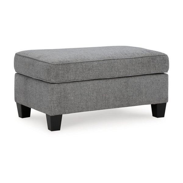 Onia Ottoman, Modern Style Smoke Gray Polyester 40 Inch, Black Legs -BM331739