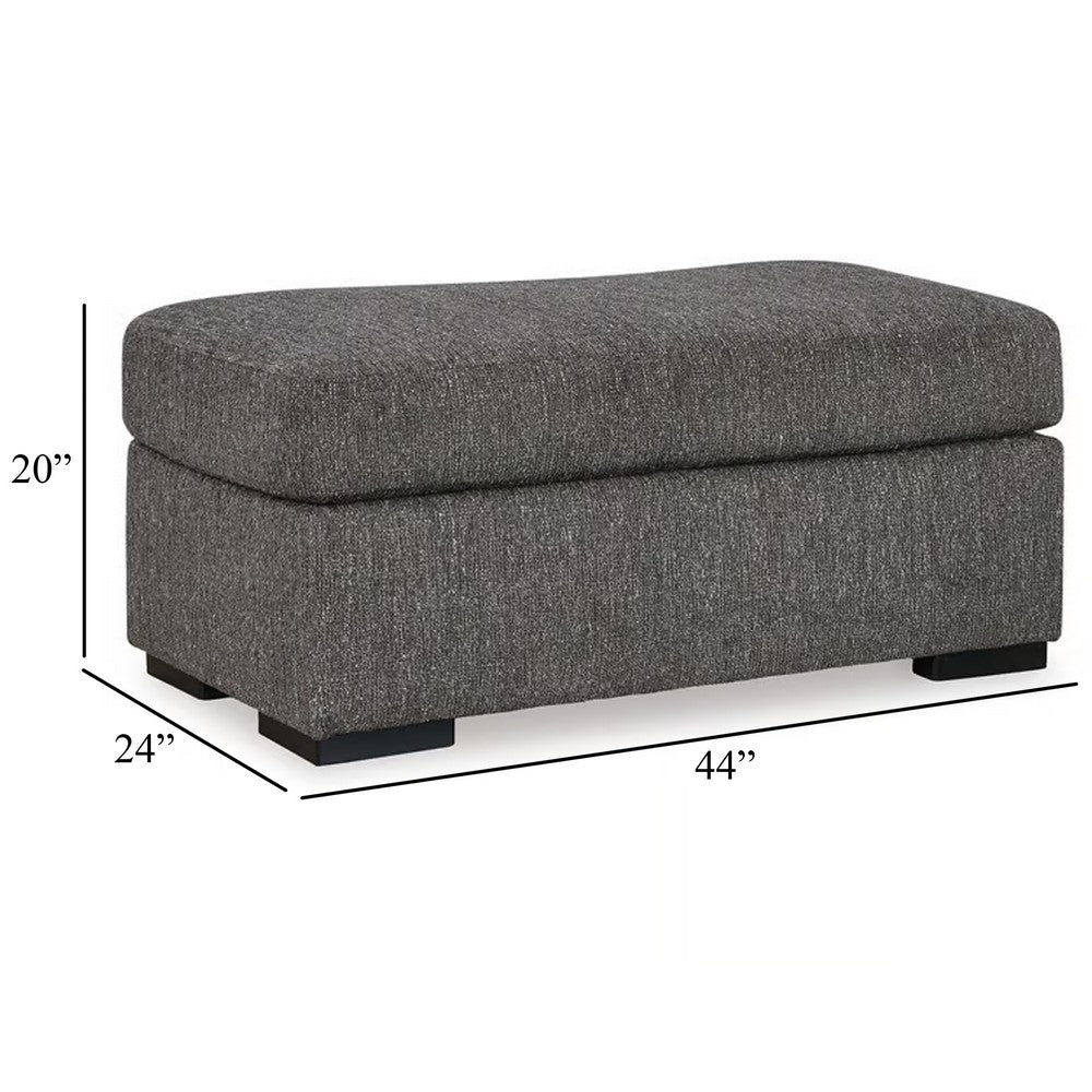 Iqay Accent Ottoman, Black Faux Wood, Pewter Gray Polyester 44 Inch -BM331748