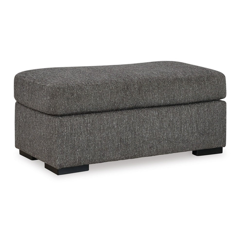 Iqay Accent Ottoman, Black Faux Wood, Pewter Gray Polyester 44 Inch -BM331748