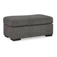 Iqay Accent Ottoman, Black Faux Wood, Pewter Gray Polyester 44 Inch -BM331748