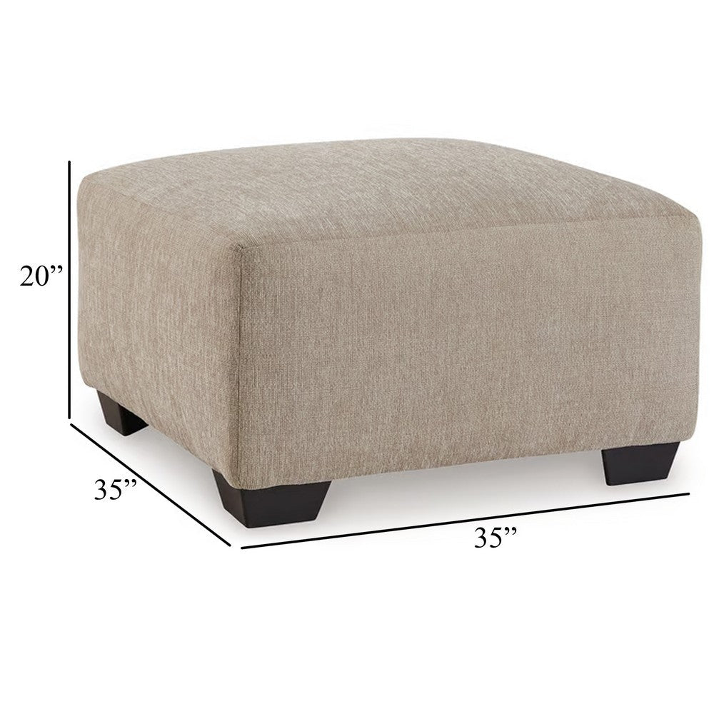 Baley Oversize Ottoman, Faux Wood Feet, Cork Brown Polyester 35 Inch -BM331752