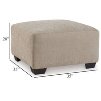 Baley Oversize Ottoman, Faux Wood Feet, Cork Brown Polyester 35 Inch -BM331752