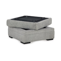Viney Storage Ottoman with 4 Cupholders, Cement Gray Polyester 37 Inch -BM331753