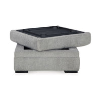 Viney Storage Ottoman with 4 Cupholders, Cement Gray Polyester 37 Inch -BM331753