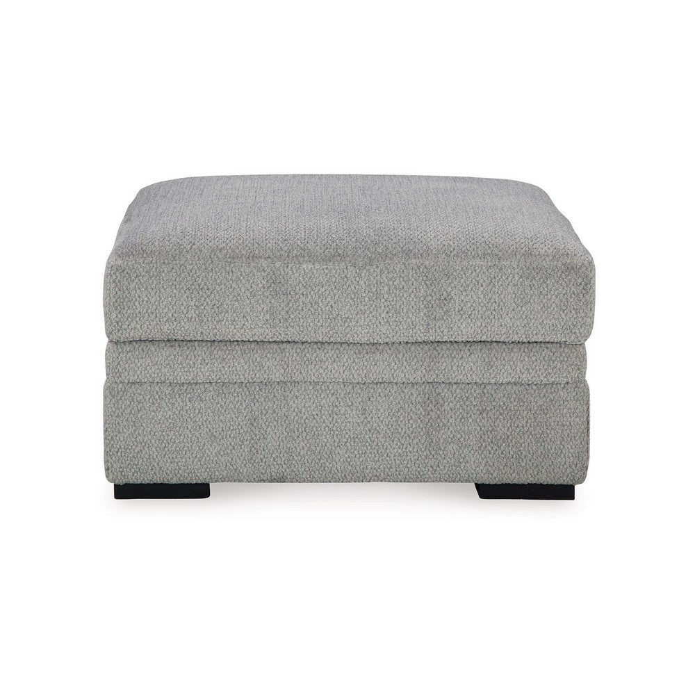 Viney Storage Ottoman with 4 Cupholders, Cement Gray Polyester 37 Inch -BM331753
