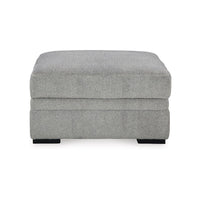 Viney Storage Ottoman with 4 Cupholders, Cement Gray Polyester 37 Inch -BM331753