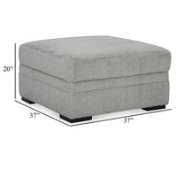 Viney Storage Ottoman with 4 Cupholders, Cement Gray Polyester 37 Inch -BM331753