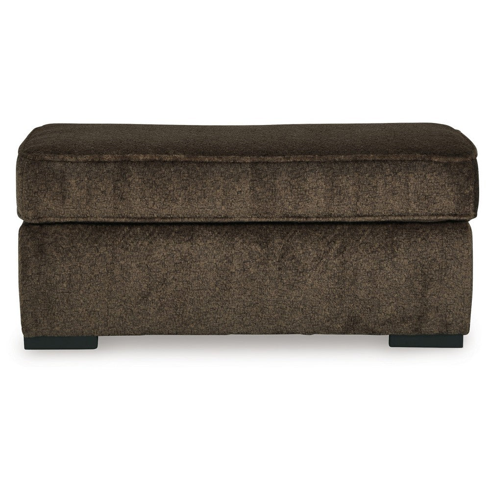 Ayle Ottoman with Low Profile Legs, Chocolate Brown Polyester 44 Inch -BM331767