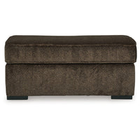 Ayle Ottoman with Low Profile Legs, Chocolate Brown Polyester 44 Inch -BM331767