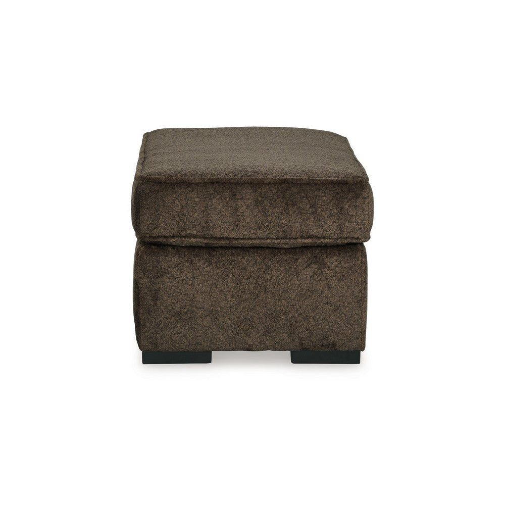 Ayle Ottoman with Low Profile Legs, Chocolate Brown Polyester 44 Inch -BM331767
