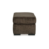 Ayle Ottoman with Low Profile Legs, Chocolate Brown Polyester 44 Inch -BM331767