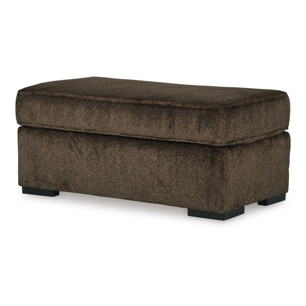 Ayle Ottoman with Low Profile Legs, Chocolate Brown Polyester 44 Inch -BM331767