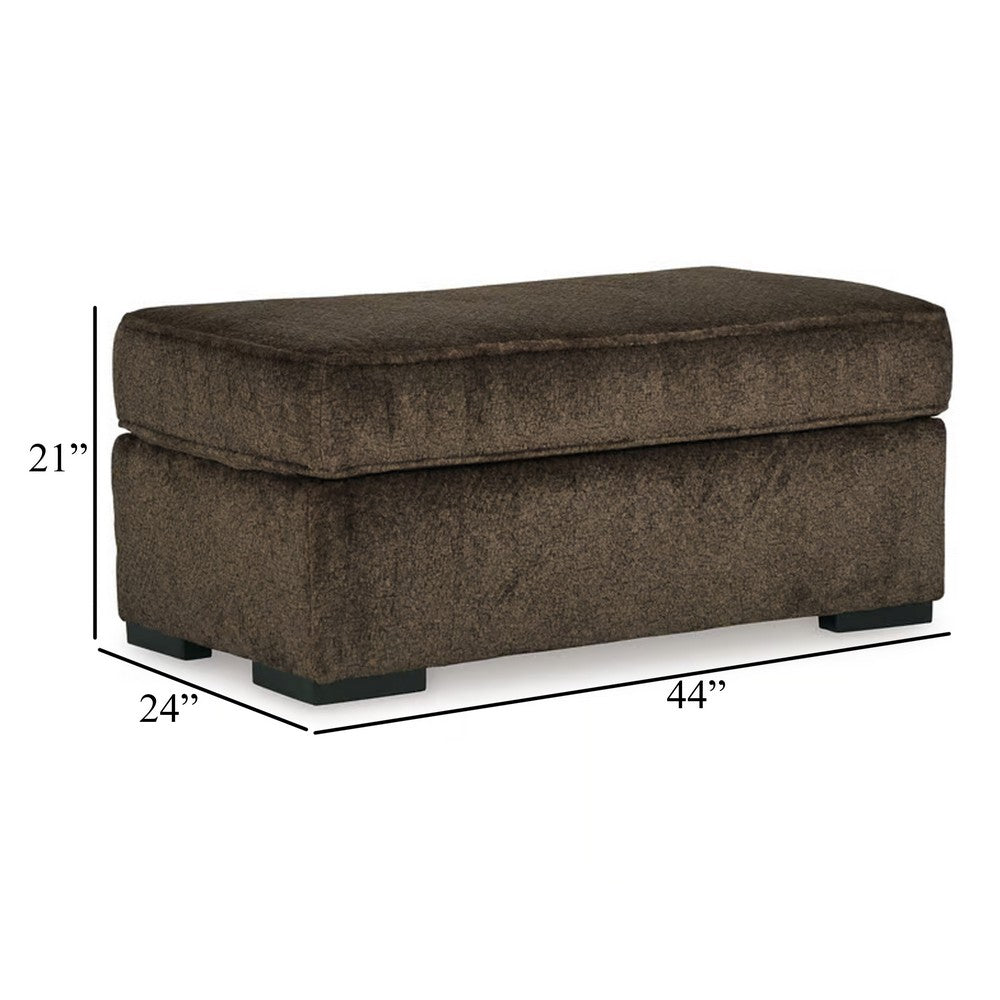 Ayle Ottoman with Low Profile Legs, Chocolate Brown Polyester 44 Inch -BM331767