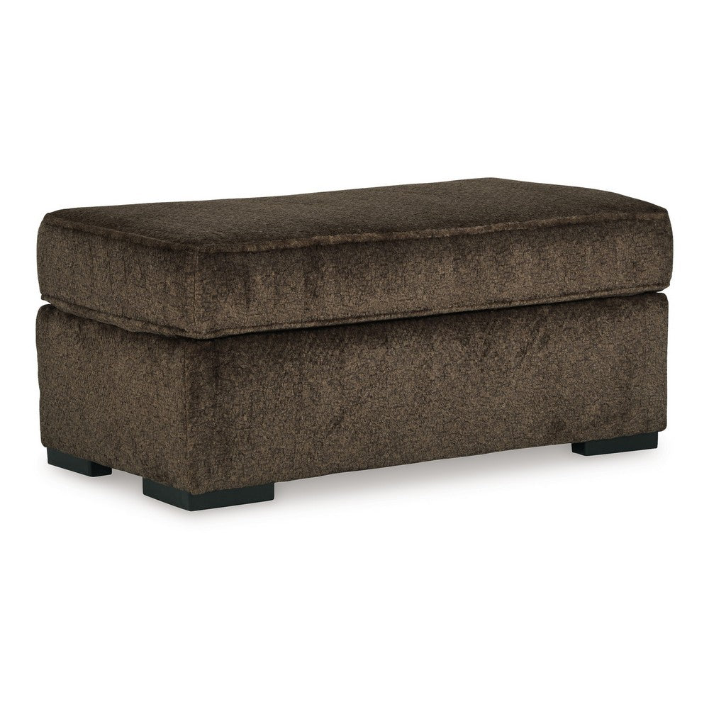 Ayle Ottoman with Low Profile Legs, Chocolate Brown Polyester 44 Inch -BM331767