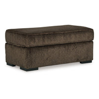 Ayle Ottoman with Low Profile Legs, Chocolate Brown Polyester 44 Inch -BM331767
