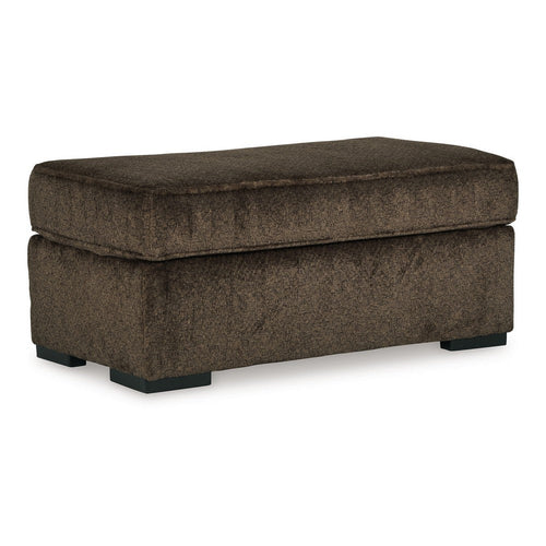 Ayle Ottoman with Low Profile Legs, Chocolate Brown Polyester 44 Inch -BM331767