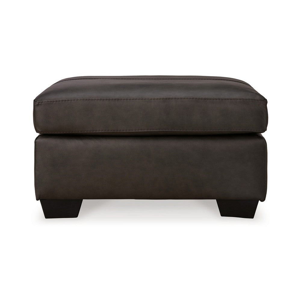 Zada Accent Ottoman, Soft Dark Brown Real and Faux Leather 34 Inch -BM331789