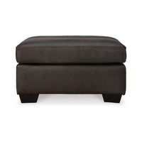 Zada Accent Ottoman, Soft Dark Brown Real and Faux Leather 34 Inch -BM331789