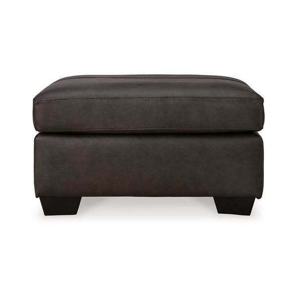 Zada Accent Ottoman, Soft Dark Brown Real and Faux Leather 34 Inch -BM331789