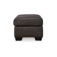 Zada Accent Ottoman, Soft Dark Brown Real and Faux Leather 34 Inch -BM331789