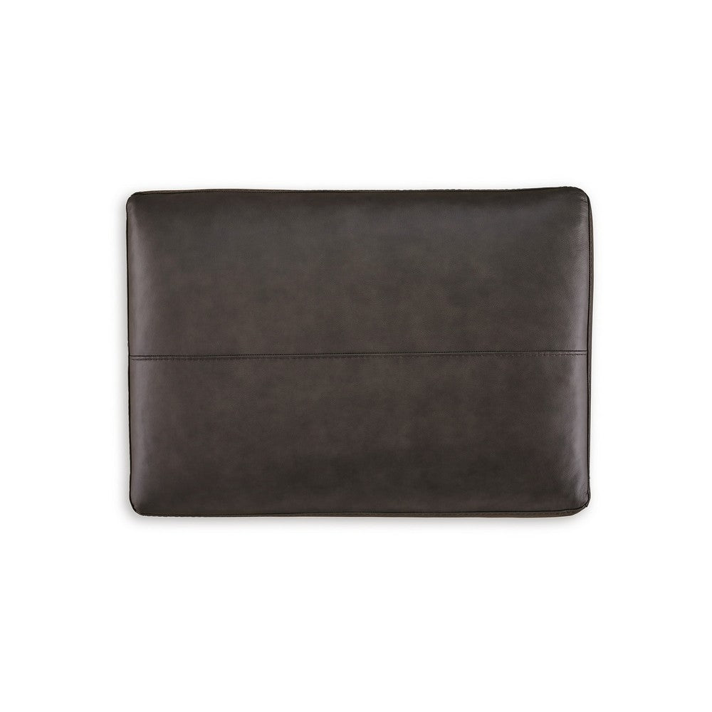 Zada Accent Ottoman, Soft Dark Brown Real and Faux Leather 34 Inch -BM331789