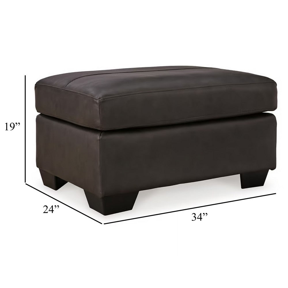 Zada Accent Ottoman, Soft Dark Brown Real and Faux Leather 34 Inch -BM331789