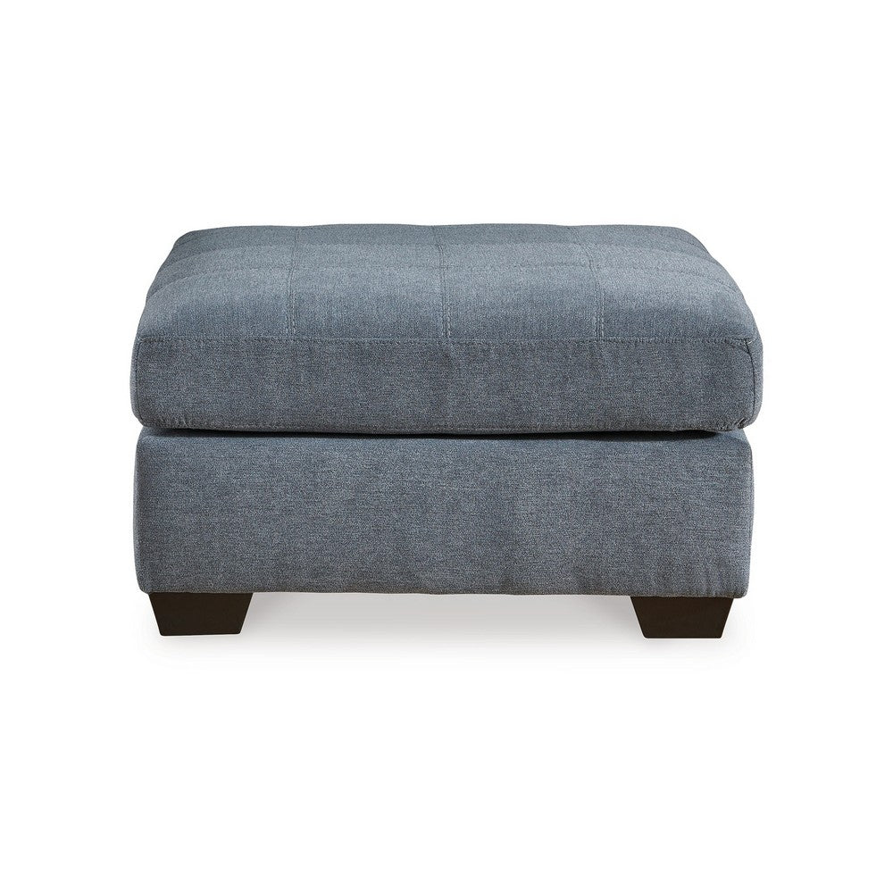 Marlow Oversize Ottoman, Stitch Details, Muted Blue Polyester 36 Inch -BM331797