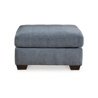 Marlow Oversize Ottoman, Stitch Details, Muted Blue Polyester 36 Inch -BM331797