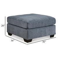 Marlow Oversize Ottoman, Stitch Details, Muted Blue Polyester 36 Inch -BM331797