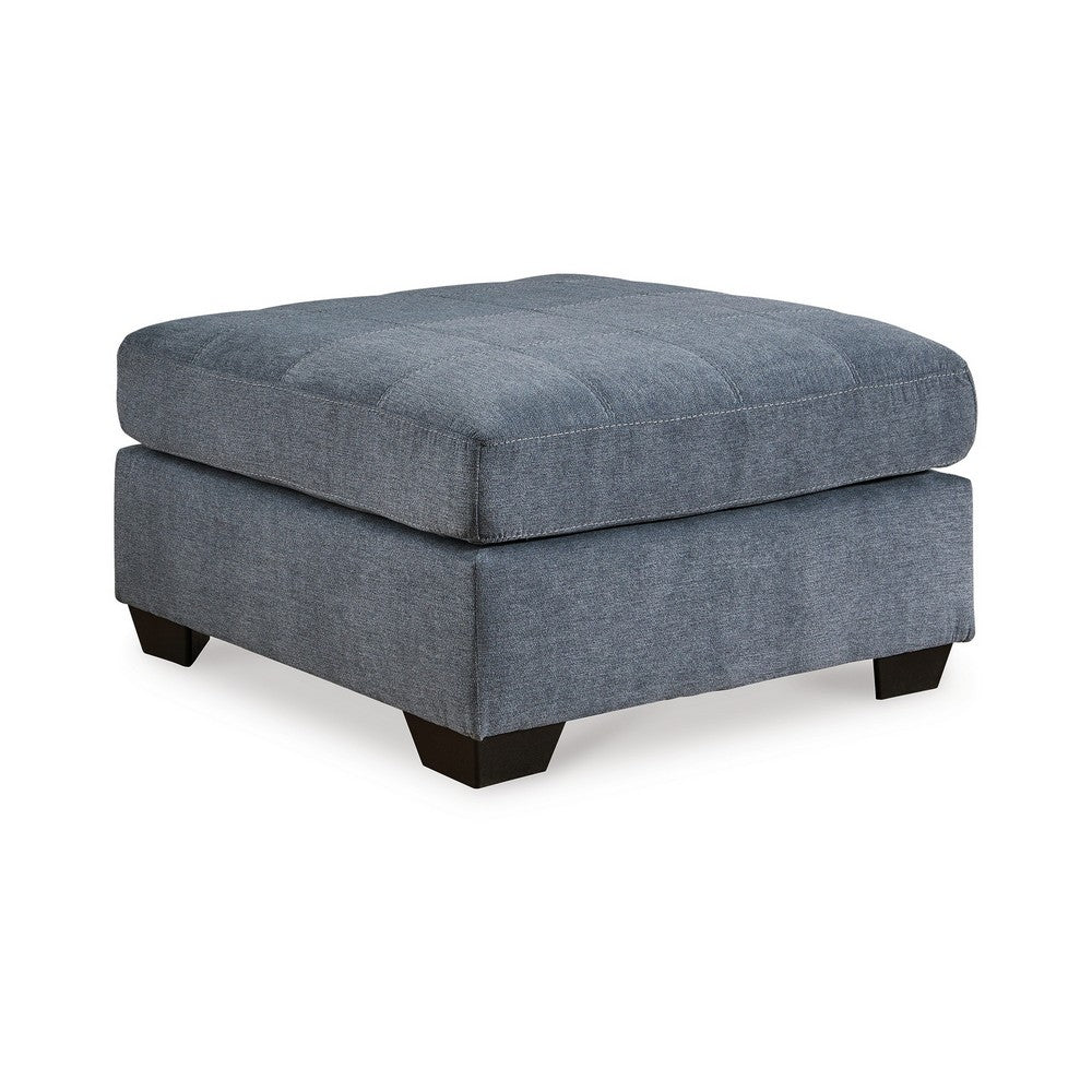 Marlow Oversize Ottoman, Stitch Details, Muted Blue Polyester 36 Inch -BM331797